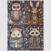 Große Waldtiere mit Blumenbeete Seidenpapier (Vorderseite)