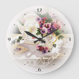 Große Wall-Uhr mit Malerei von Viktorianischem Tee Wanduhr