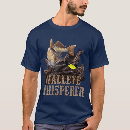 Große Walleye mit Zeichnend Fischerhut T-Shirt (Vorderseite)