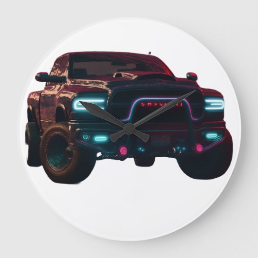 Große Wanduhr Dodge TRX Neon Truck (Vorderseite)