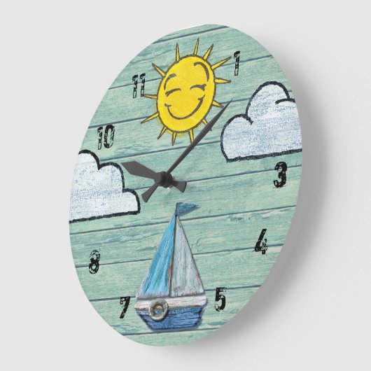 Große Wanduhr Driftwood Beach Jade + Zahlen. (Winkel)