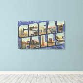 Große Wasserfälle, Montana - Große Buchstabenszene Leinwanddruck (Insitu (Holzboden))