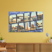 Große Wasserfälle, Montana - Große Buchstabenszene Leinwanddruck (Insitu (Wohnzimmer))
