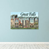 Große Wasserfälle, Montana - Große Buchstabenszene Leinwanddruck (Insitu (Holzboden))