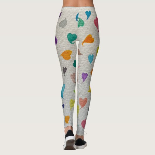 Große Wasserfarben-Herzen Leggings (Rückseite)