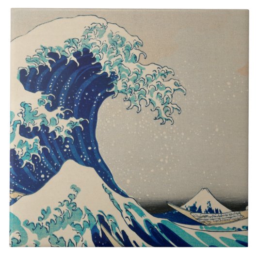 GROSSE WAVE KANAGAWA Katsushika Hokusai Japanisch Fliese (Vorderseite)