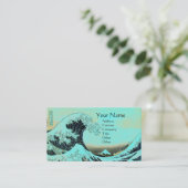 GROSSE WAVE MONOGRAM Aqua Blau, Aquamarin Visitenkarte (Stehend Vorderseite)