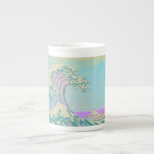 Große Wave Pastel Knochen China Tasse
