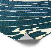 GROSSE WAVE UND ROTE SONNE Blau Weiß Nautik Poster (Ecke)