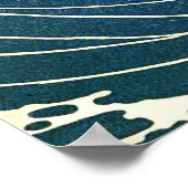 GROSSE WAVE UND ROTE SONNE Blau Weiß Nautik Poster (Ecke)