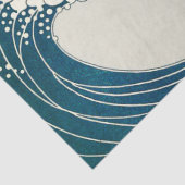 GROSSE WAVE UND ROTE SONNE Blau Weiß Nautik Seidenpapier (Detail)