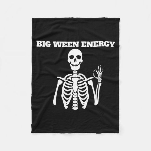 Große Ween-Energie Lustiger Halloween-Skelett Fleecedecke (Vorderseite)