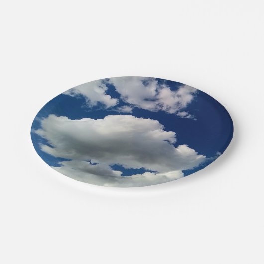 Große weiche Wolken Pappteller (Schrägansicht)