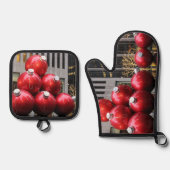 Große Weihnachtsballschmuck im NYC Ofenhandschuh & Topflappen-Set (Vorderseite)