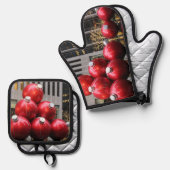 Große Weihnachtsballschmuck im NYC Ofenhandschuh & Topflappen-Set (Vorderseite/Rückseite)