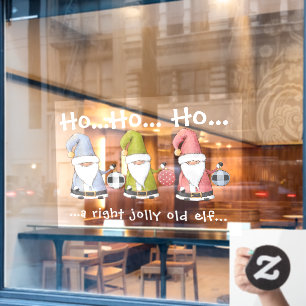 Große Weihnachtselfen/Gnome mit Ornamenten Fensteraufkleber