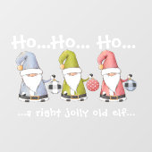 Große Weihnachtselfen/Gnome mit Ornamenten Fensteraufkleber (Blatt)