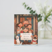 Große Weihnachtsfamilie und Haustiere Postkarte (Stehend Vorderseite)