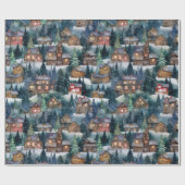 Große Weihnachtshütten Wasserfarbe Geschenkpapier (Flach)