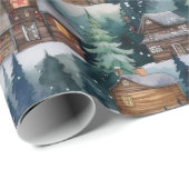 Große Weihnachtshütten Wasserfarbe Geschenkpapier (Rolleneckpunkt)