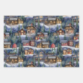 Große Weihnachtshütten Wasserfarbe Geschenkpapier Set (Vorderseite 3)
