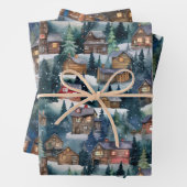 Große Weihnachtshütten Wasserfarbe Geschenkpapier Set (Beispiel)