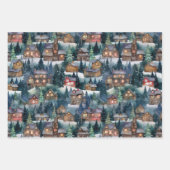 Große Weihnachtshütten Wasserfarbe Geschenkpapier Set (Vorderseite)