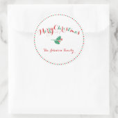 Große Weihnachtskleber in Weiß-Grün Runder Aufkleber (Tasche)