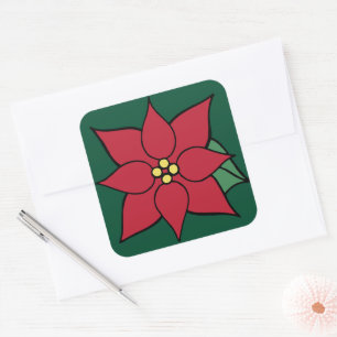 Große Weihnachtsstern-Aufkleber Quadratischer Aufkleber