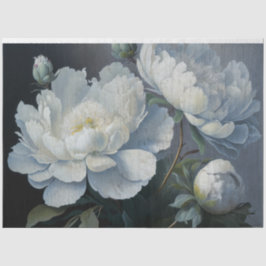 Grosse, weiße, blaue und schwarze Peony Art, Moody Seidenpapier