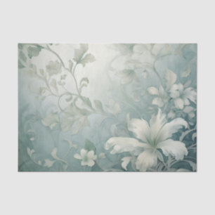 Große weiße Blumen im Scroll-Stil mit Blättern und Seidenpapier