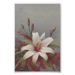 Große Weiße Blumen Kunst - Majestätische Florale S Fotodruck