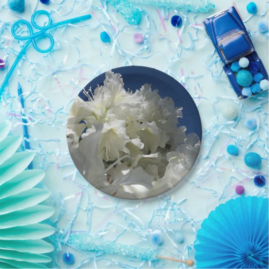 große weiße Blüte gegen blauen Himmel werfen Kisse Pappteller (Party)