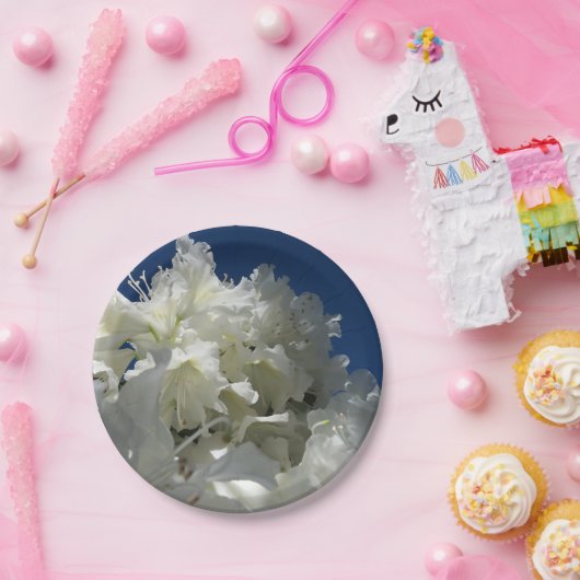 große weiße Blüte gegen blauen Himmel werfen Kisse Pappteller (Party)