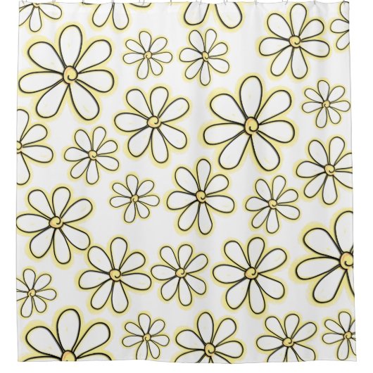 Große, weiße Gelbe Daisy Duschvorhang (Vorderseite)