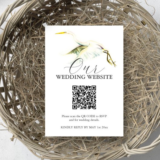 Große weiße Heron-Hochzeitskarte Begleitkarte