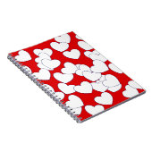 Große, weiße Herzen auf markante Rot Notizblock (Rechte Seite)