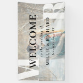 Große weiße Initialen Foto Moderne Hochzeit Willko Banner (Vertikal)