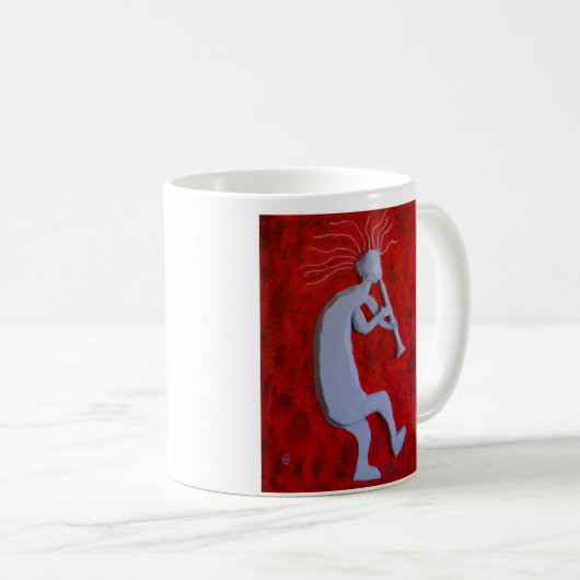 Große weiße Kokopelli Kaffee-Tasse Kaffeetasse (VorderseiteRechts)