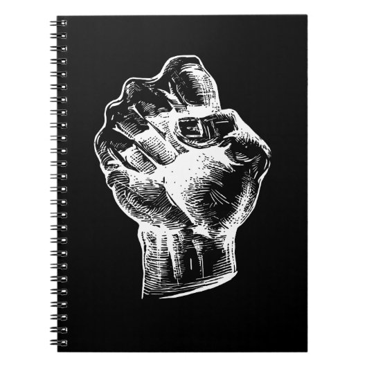 Große weiße Linolschnitt-illustration einer Faust Notizblock (Vorderseite)
