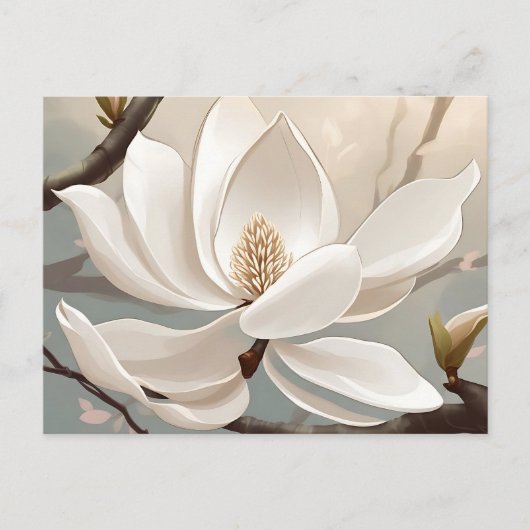 Große weiße Magnolische Blume Postkarte (Vorderseite)