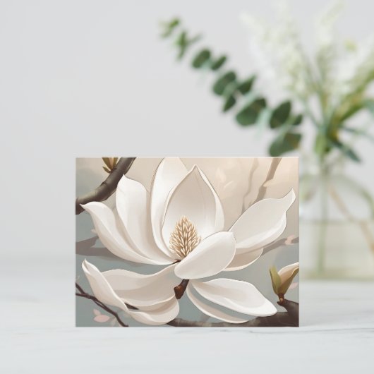 Große weiße Magnolische Blume Postkarte (Stehend Vorderseite)