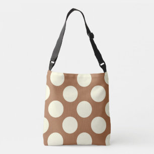 Große weiße Polka-Punkte Design auf braunen Tragetaschen Mit Langen Trägern