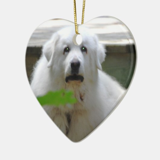 Große weiße Pyrenäen-Hundeverzierung Keramikornament (Links)