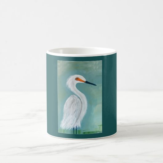 Große weiße Reiher-Kunst-Malerei Kaffeetasse (Mittel)