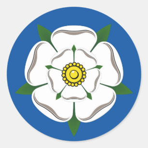 Große weiße Rosen-Aufkleber Yorkshires Runder Aufkleber