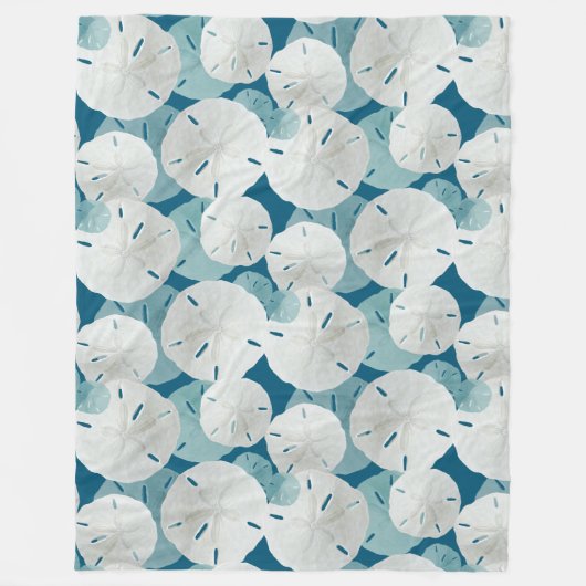 Große weiße Sand Dollars Muster Blau Fleecedecke (Vorderseite)