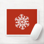 Große weiße Schneeflocke in Rot Mousepad (Mit Mouse)