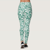 Große weiße Schneeflocken fallen ins Grüne Leggings (Rückseite)