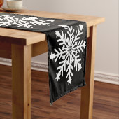 Große weiße Snowflakes im Schwarzen Hintergrund Kurzer Tischläufer (Beispiel)